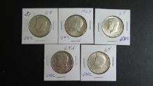 (4) 1964, (1) 1964-D Kennedy Half