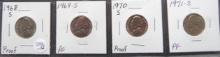 1968-S, 1969-S, 1970-S, 1971-S Proof Jefferson Nickels