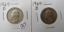 (2) 1964-D Washington Quarters