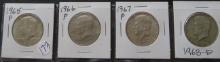 1965-P, 1966-P, 1967-P, 1968-D Kennedy Half Dollars