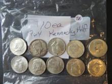 (10) 1964- Kennedy Half Dollars