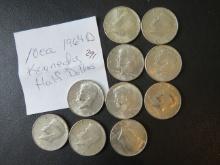 (10) 1964- Kennedy Half Dollars