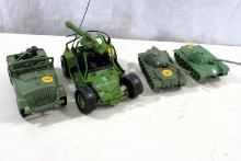 4 toy Army vehicles