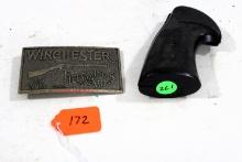 Pistol grips & Winchester belt buckle