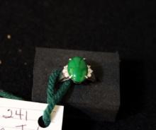 Jade & diamonds ring set platinum