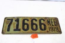Nebraska license plates 1919