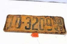 Nebraska license plates 1933