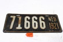 Nebraska license plates 1921