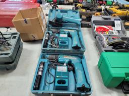 A group of (3) Makita 9.6 Volt cordless driver and trim saw