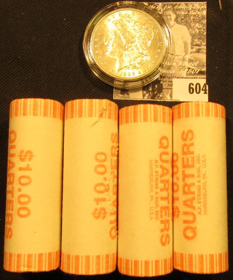 (4) 1999 D Original BU Bank-wrapped Rolls of Delaware Statehood Quarters; & 1886 P BU Morgan Silver