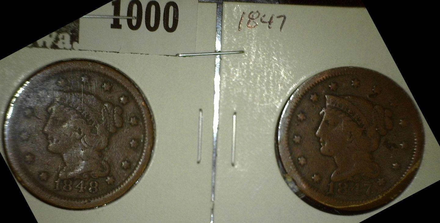 1847 & 1848 U.S. Large Cents.