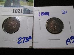 1881 & 1888 Indian Head Cents