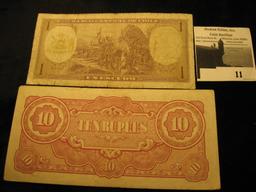 Bank of Central Chile One Escudo Banknote depicting on the reverse the founding of Santiago by the S