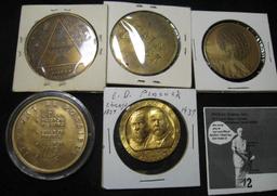 1872-1972 Erie, Illinois Centennial Medal; interesting RAIN CHECK; American Exchange Exchequer Club