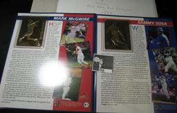 Mark McGwire & Sammy Sosa 1999 New Home Run Records 22K Gold-overlayed Baseball Cards minted by The