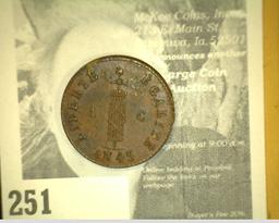 1846 Republic of Haiti One Cent, Brown Unc. Quite rare!