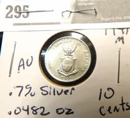 1941 M US/Phillipines 10 centavos AU, .7% silver .0482 oz