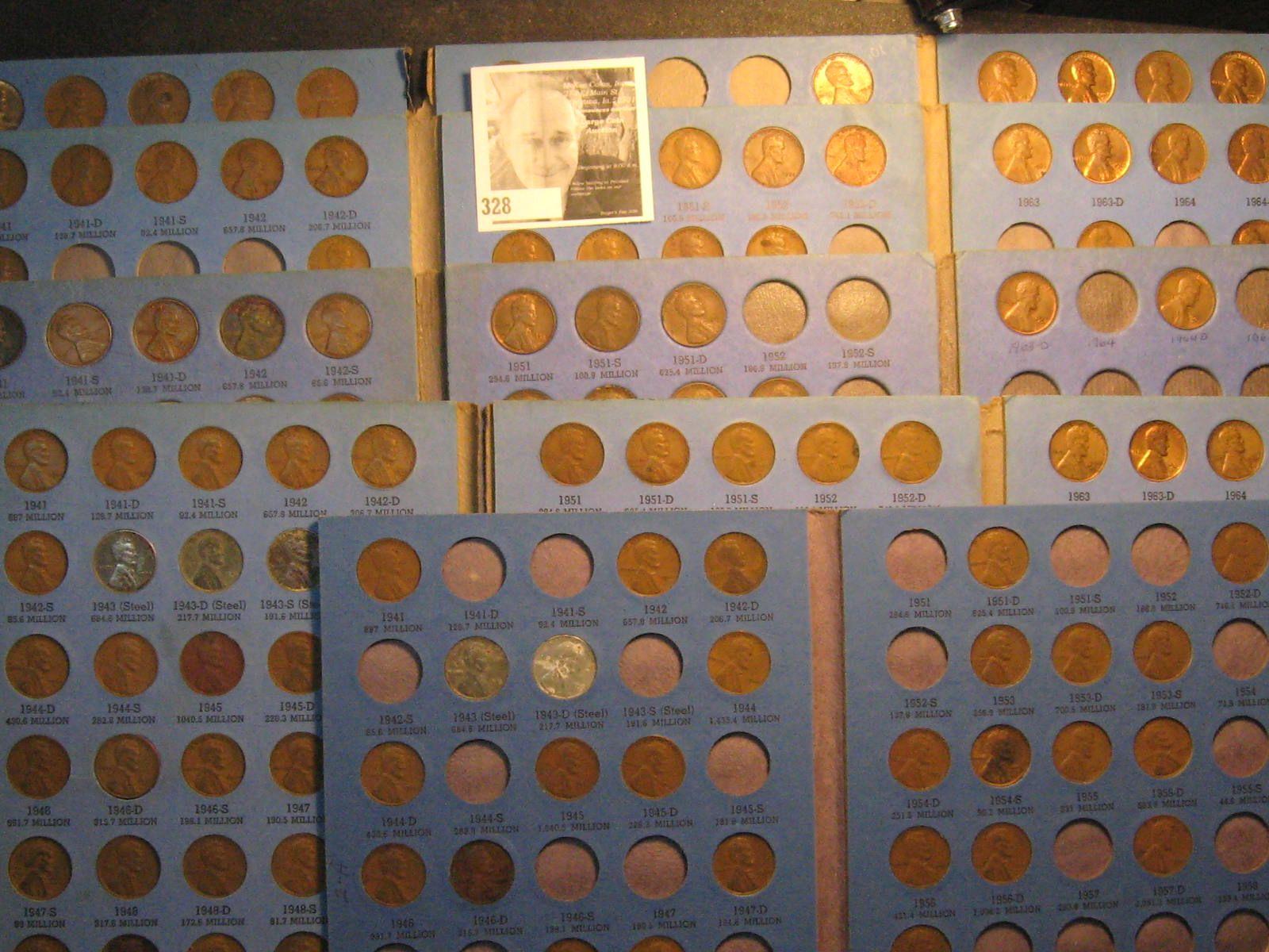 (5) Partial Sets Lincoln Cents Starting in 1941(265) Coins in Whitman Coin Folders.