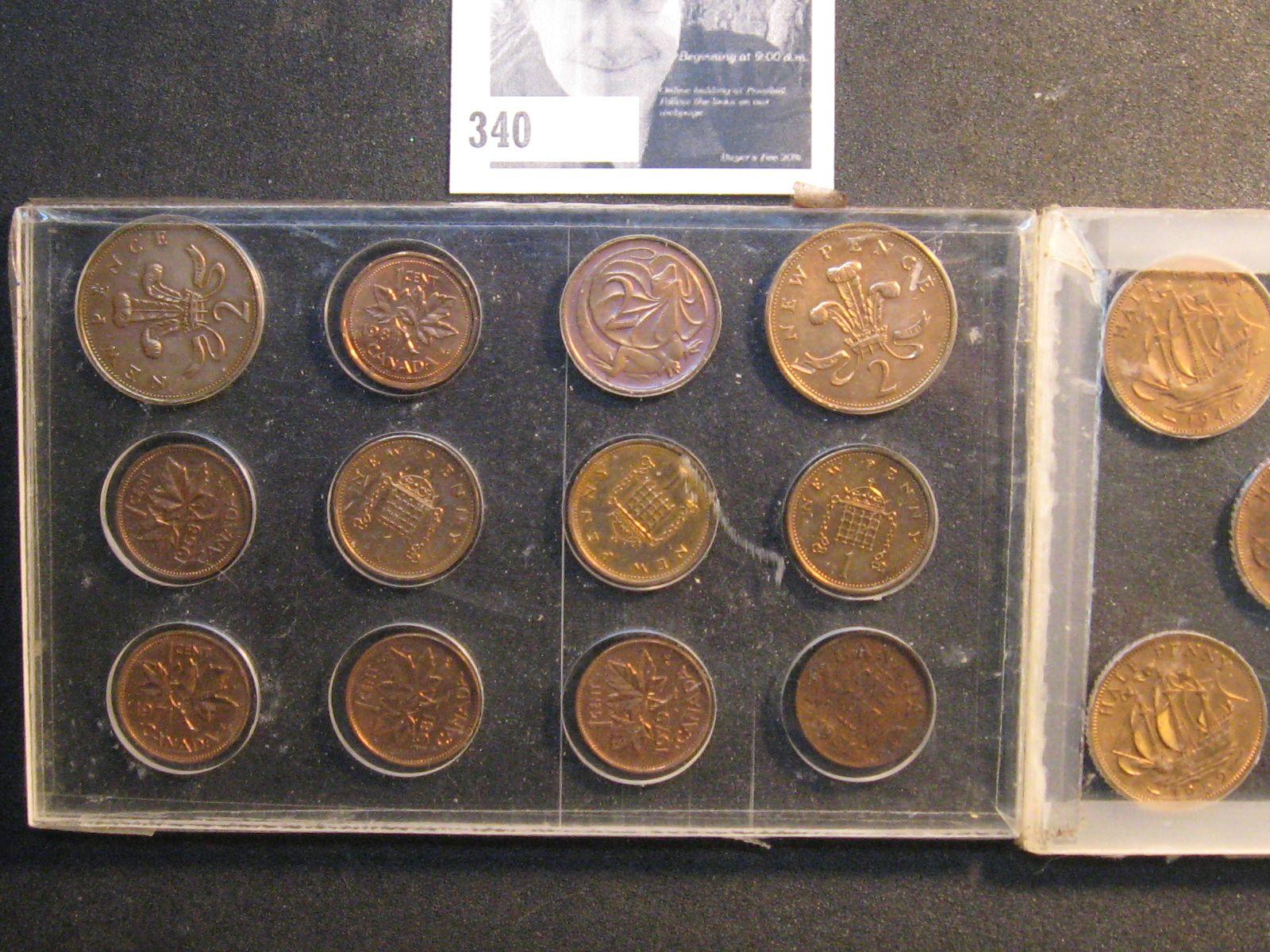 (11) British Half Pennies, New Pennies, 2-New Pence & Canada 1-Cent Coins.