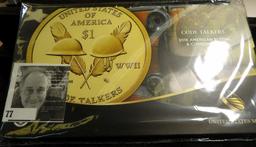 2016 Code Talkers American $1 Coin & Currency Set, original as issued by the U.S. Mint.