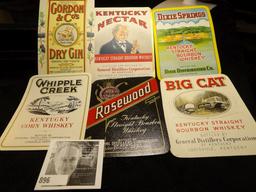 (6) Mint Condition Liquor Bottle Labels from the Post Prohibition Liquor era. Very colorful.