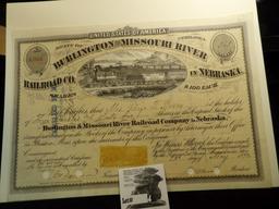 No. 1,934 United States of America State of Nebraska Burlington and Missouri River Railroad Co. in N