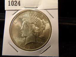 1924 P U.S. Peace Silver Dollar, AU-BU.