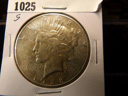 1928 S U.S. Peace Silver Dollar, EF.