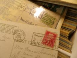 Approximately (700) Old Post Cards including several with Post marks & old stamps. In a Post card st