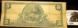 Series 1902 $5 The Marion County National Bank of Knoxville Iowa, Large Size, Plain back, Charter #