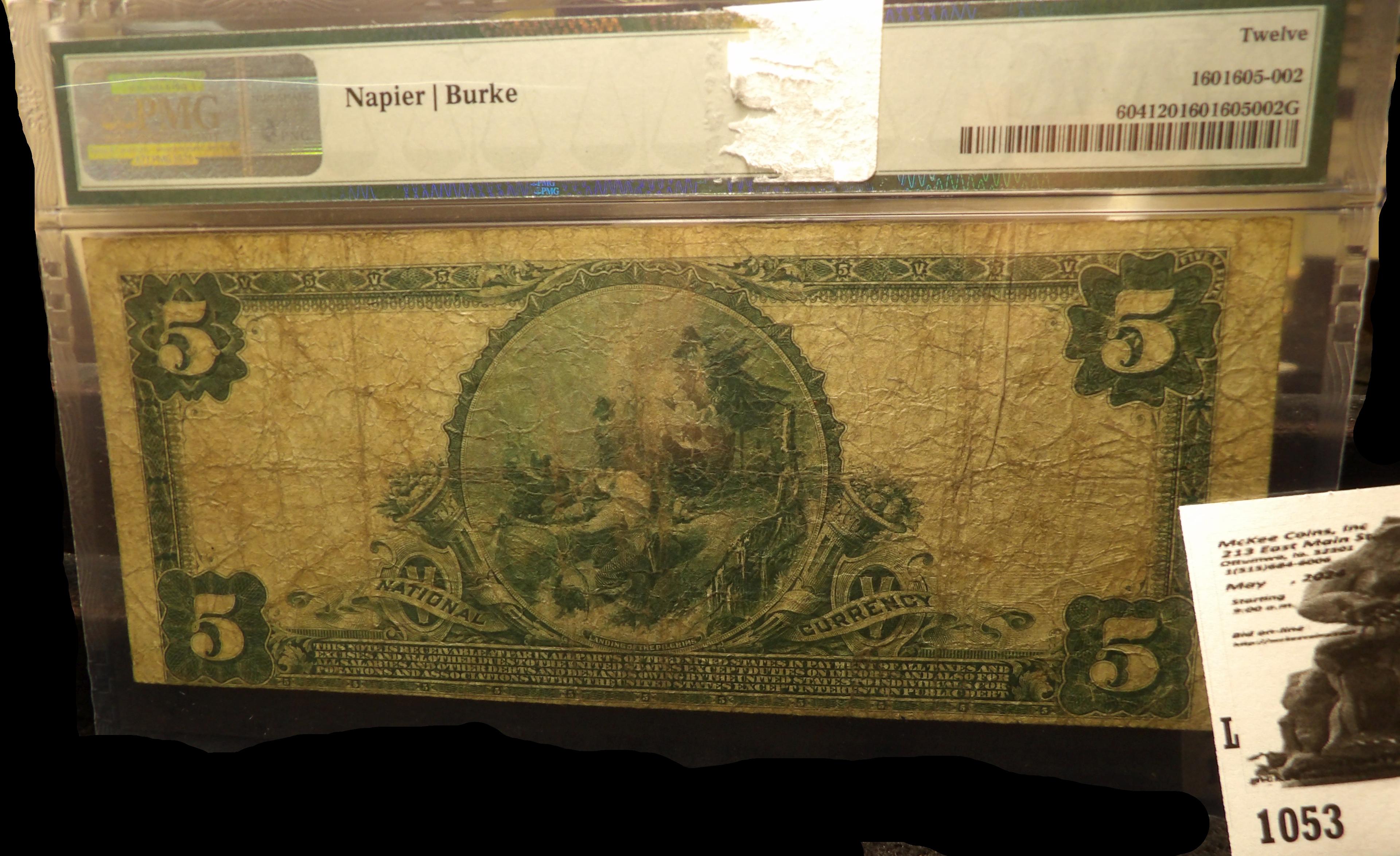 Series 1902 $5 The Security National Bank of Mason City Iowa, Large Size, Plain back, Charter # 1042