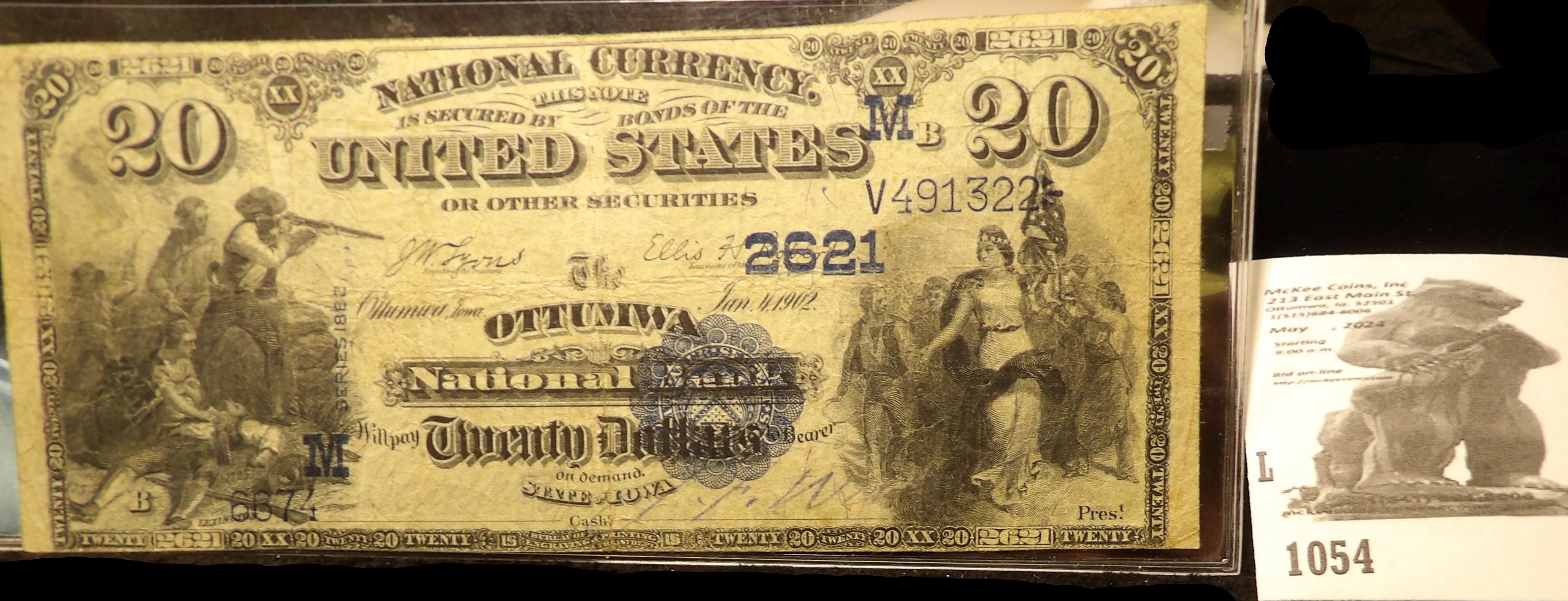 Series 1882 $20 National Currency The Ottumwa National Bank State of Iowa, Second Charter, Value Bac