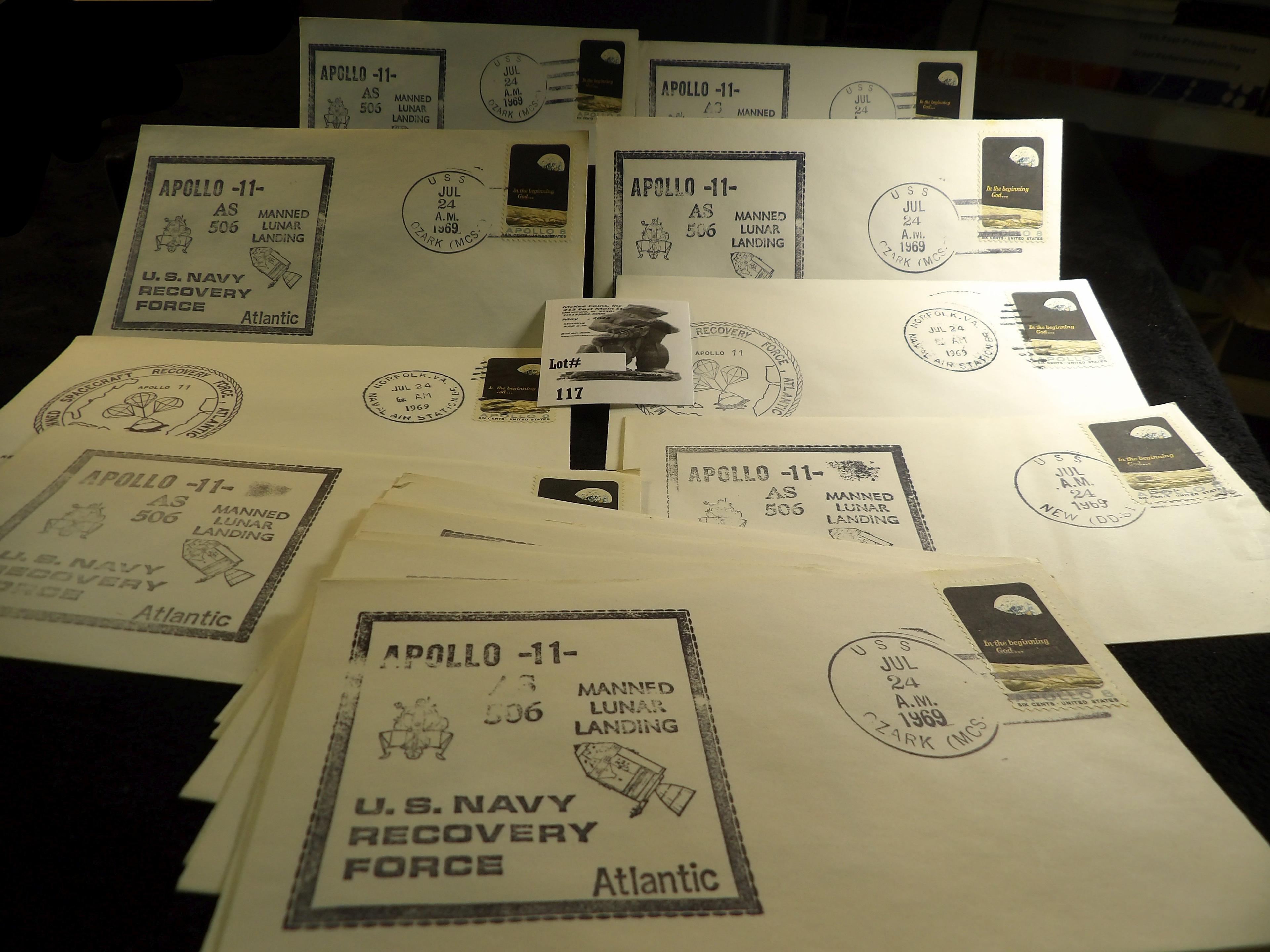 (20)  Stamped and Postmarked Apollo 11 Manned Lunar Landing U.S. Navy Recovery Atlantic 1969 covers.