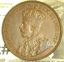 1929 George V Newfoundland Large Cent, Brown Unc.