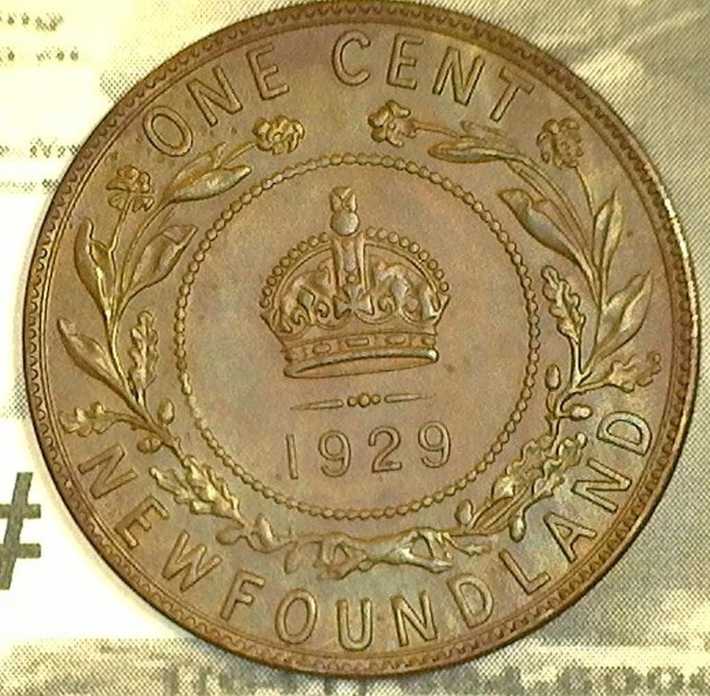 1929 George V Newfoundland Large Cent, Brown Unc.