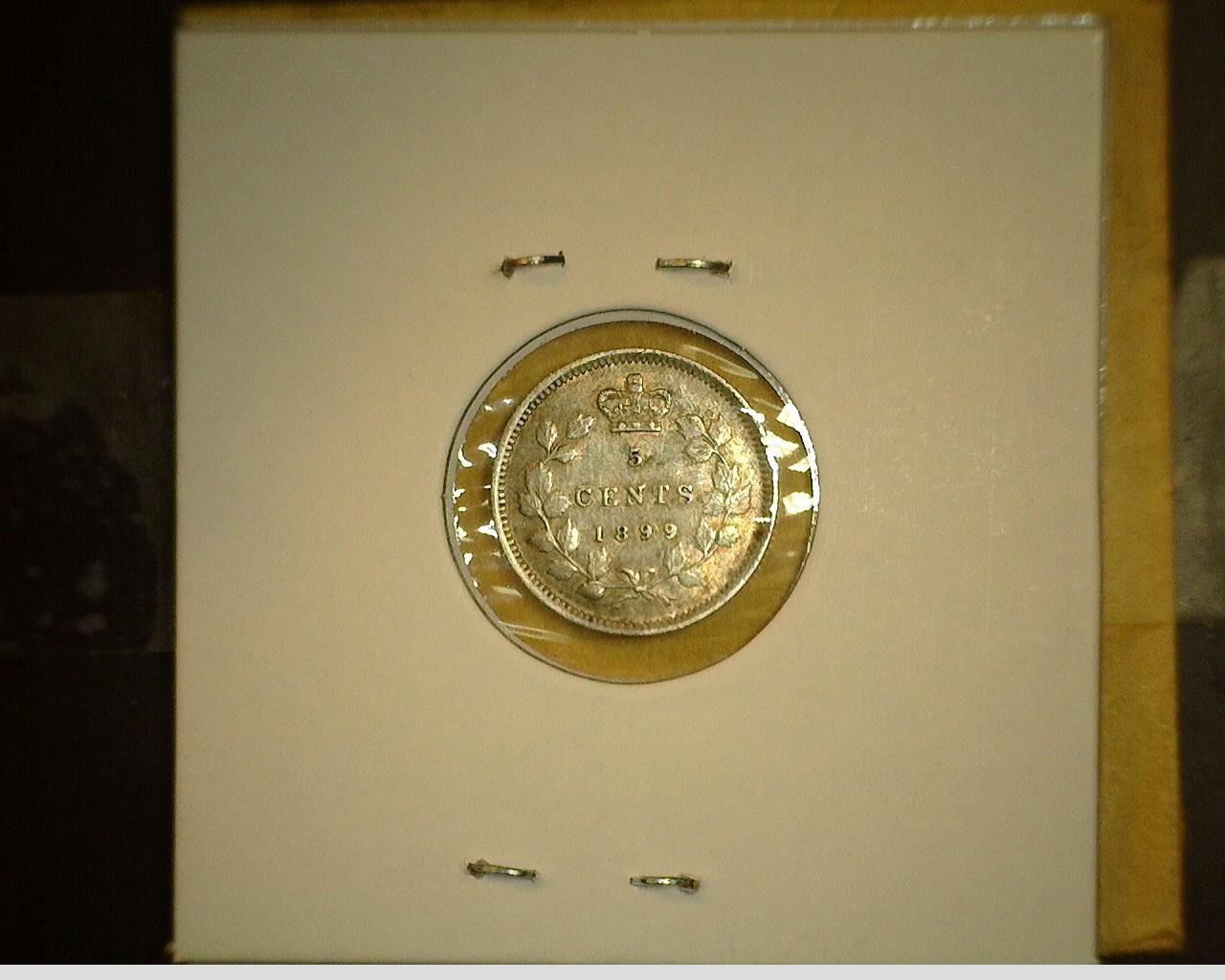 1899 Queen Victoria Canada Five Cent Silver. Extra Fine.