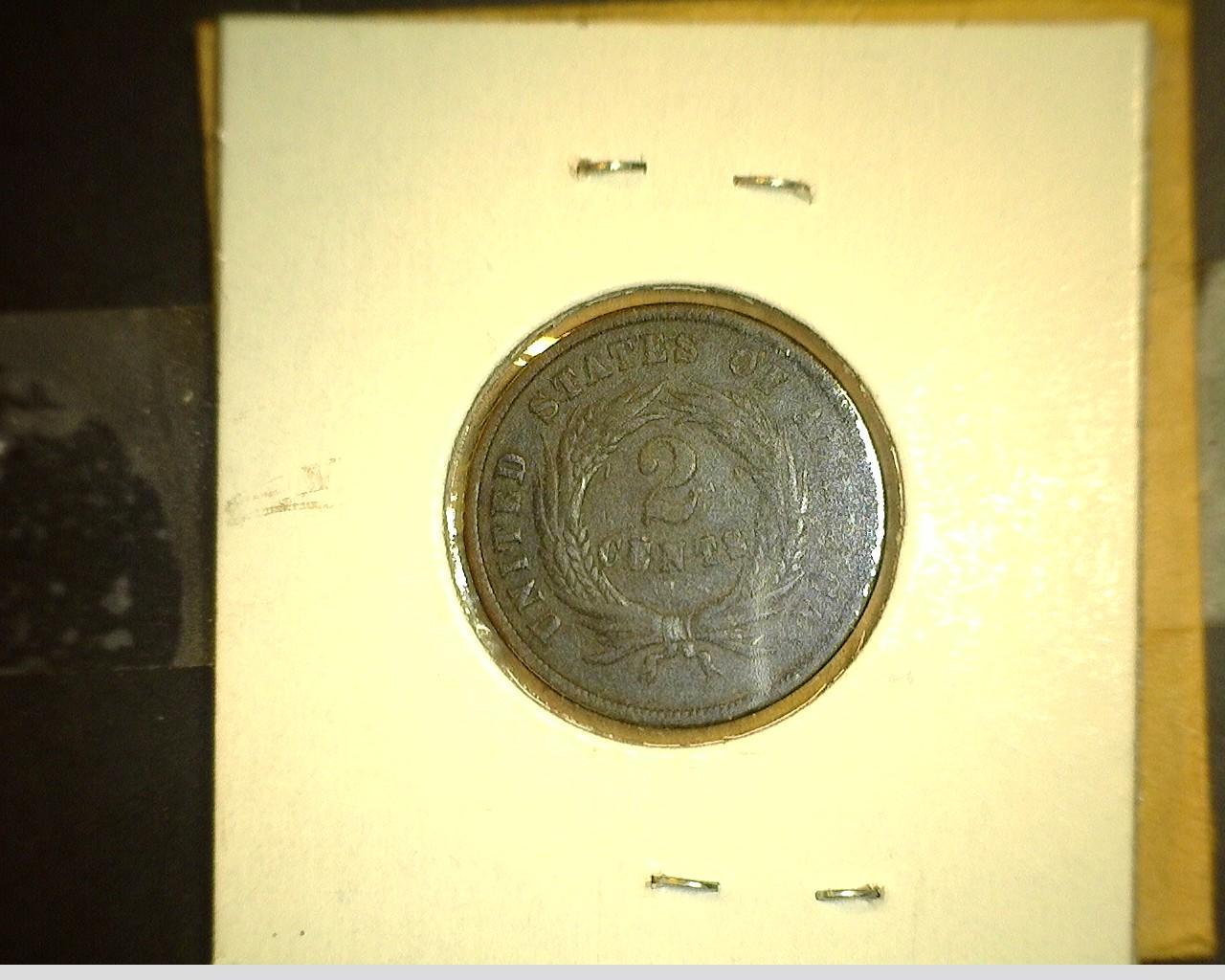 1864 U.S. Two Cent Piece, Good Reverse rotated 90 degrees.