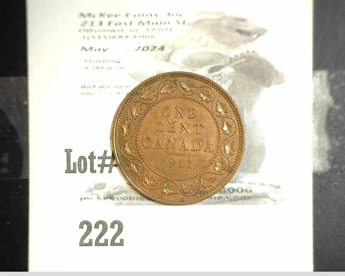 1911 Canada Large Cent, Mostly Brown Choice BU.