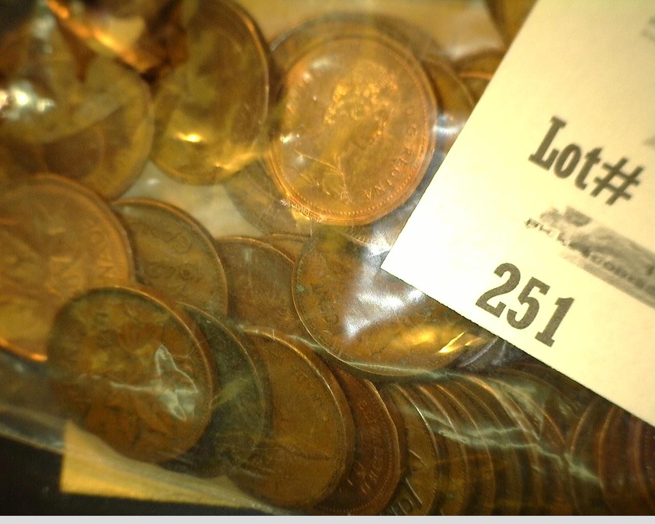 Group of 75 unsorted Canada small Cents.