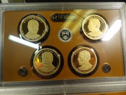 2013 S, 2014 S, & 2016 S Proof Presidential Dollar Sets in original U.S. Mint plastic cases.