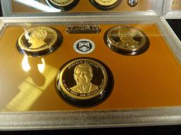 2013 S, 2014 S, & 2016 S Proof Presidential Dollar Sets in original U.S. Mint plastic cases.