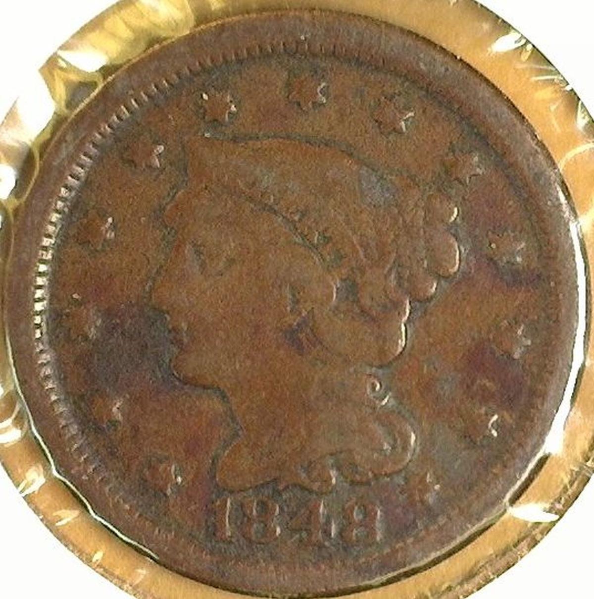 1848 U.S. Large Cent. Very Fine.