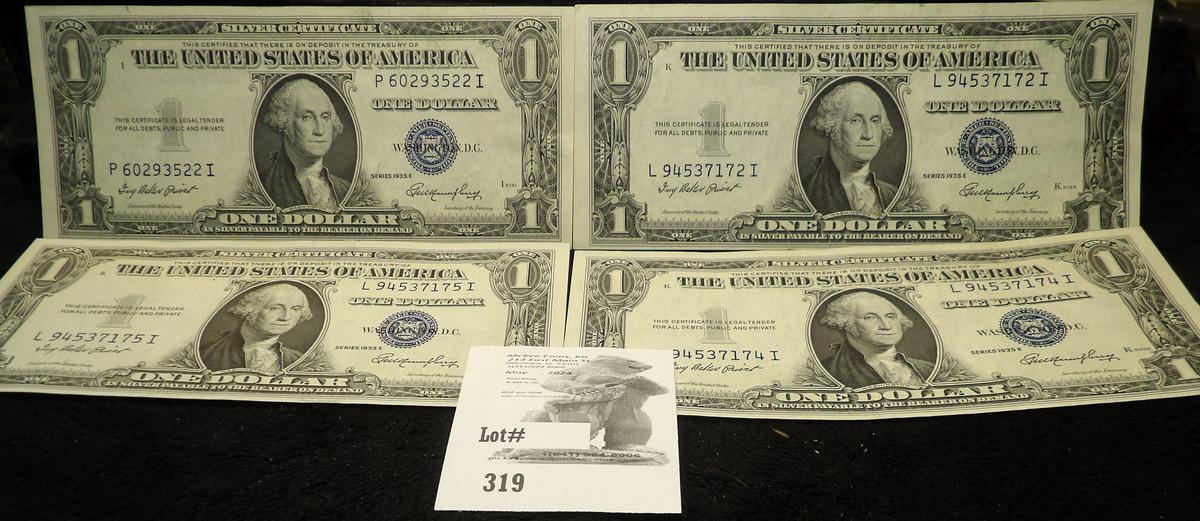 (3) Series 1935E  $1 Silver Certificates, high grade.