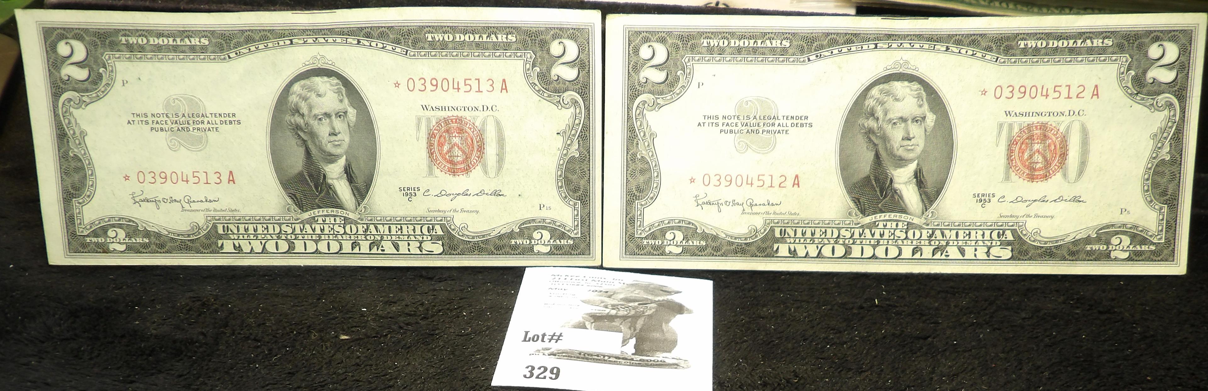 (2) Series 1953C $2 U.S. Notes, both Red Seals.
