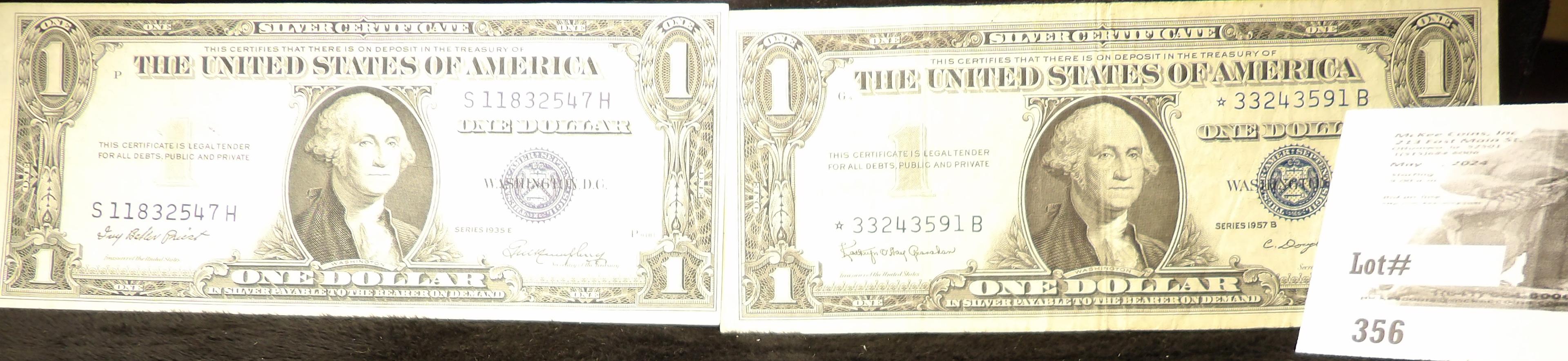 Series 1957B $1 Silver Certificate Star Replacement Note & Series 1935E $1 U.S. Silver Certificate