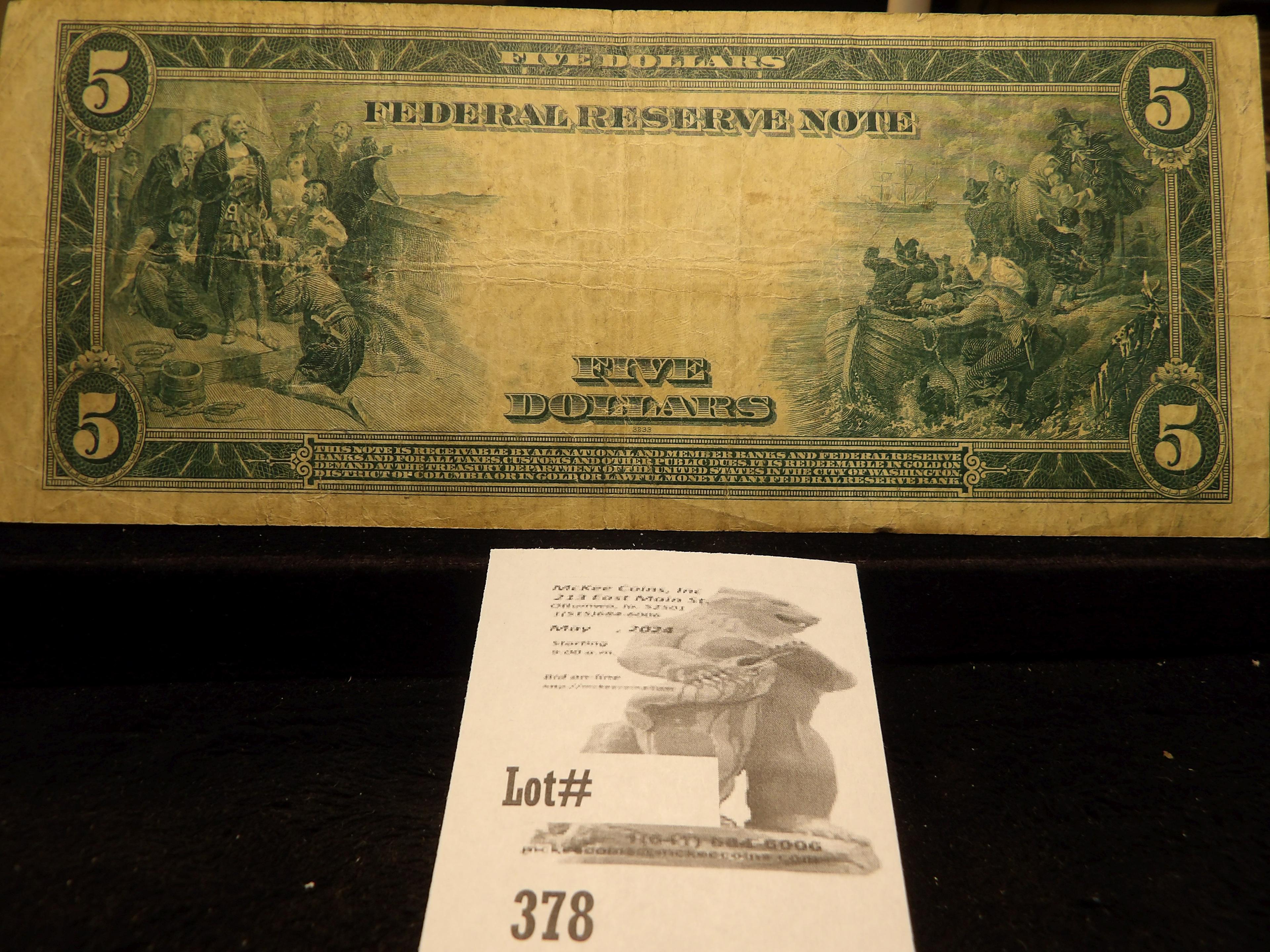 From our March, 2014 Coin Auction comes Series 1914 $5 Federal Reserve Note, 3-C Bank of Philadelphi