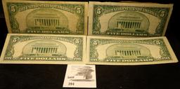 Series 1934A, Series 1953, & (2) Series 1953A $5.00 Silver Certificates.