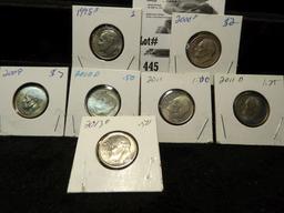 1995D, 2000, 09, 10D, 11, 11D & 13D BU Roosevelt Dimes.