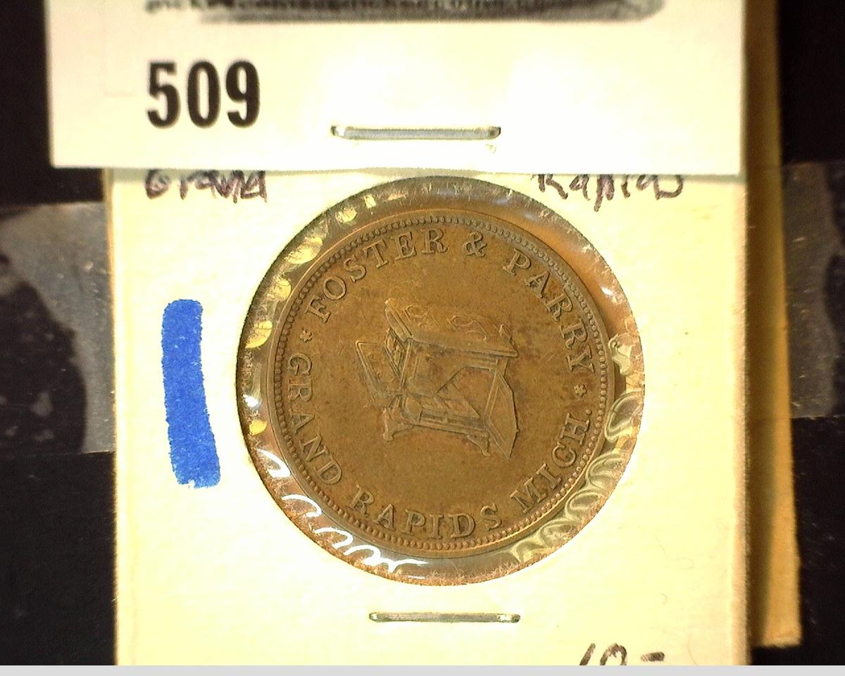 1850's Foster & Perry, Grand Rapids Michigan, Dealer in Stoves and Iron Hardware Token.