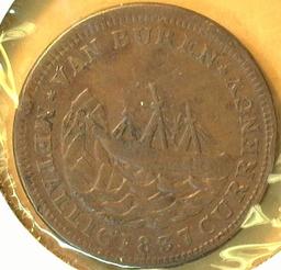 1837 Hard Times Token, Van Burren Metalic Currency.